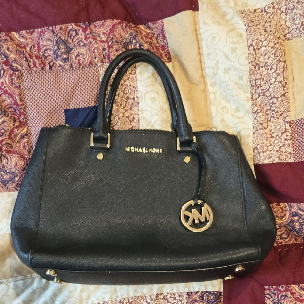 Michael Kors Black Satchel with Gold Accents